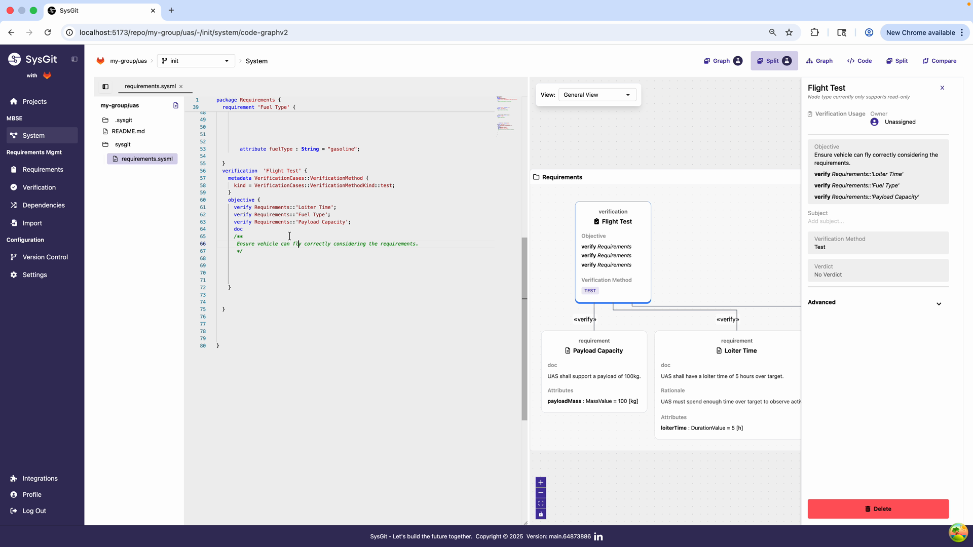 Detailed verification relationships in graph