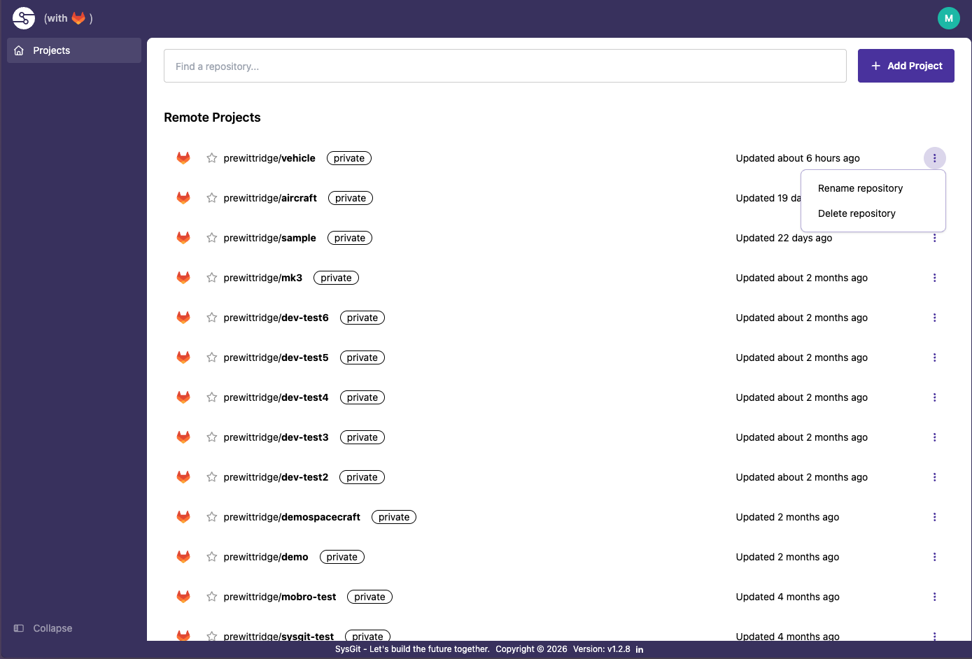 Project options