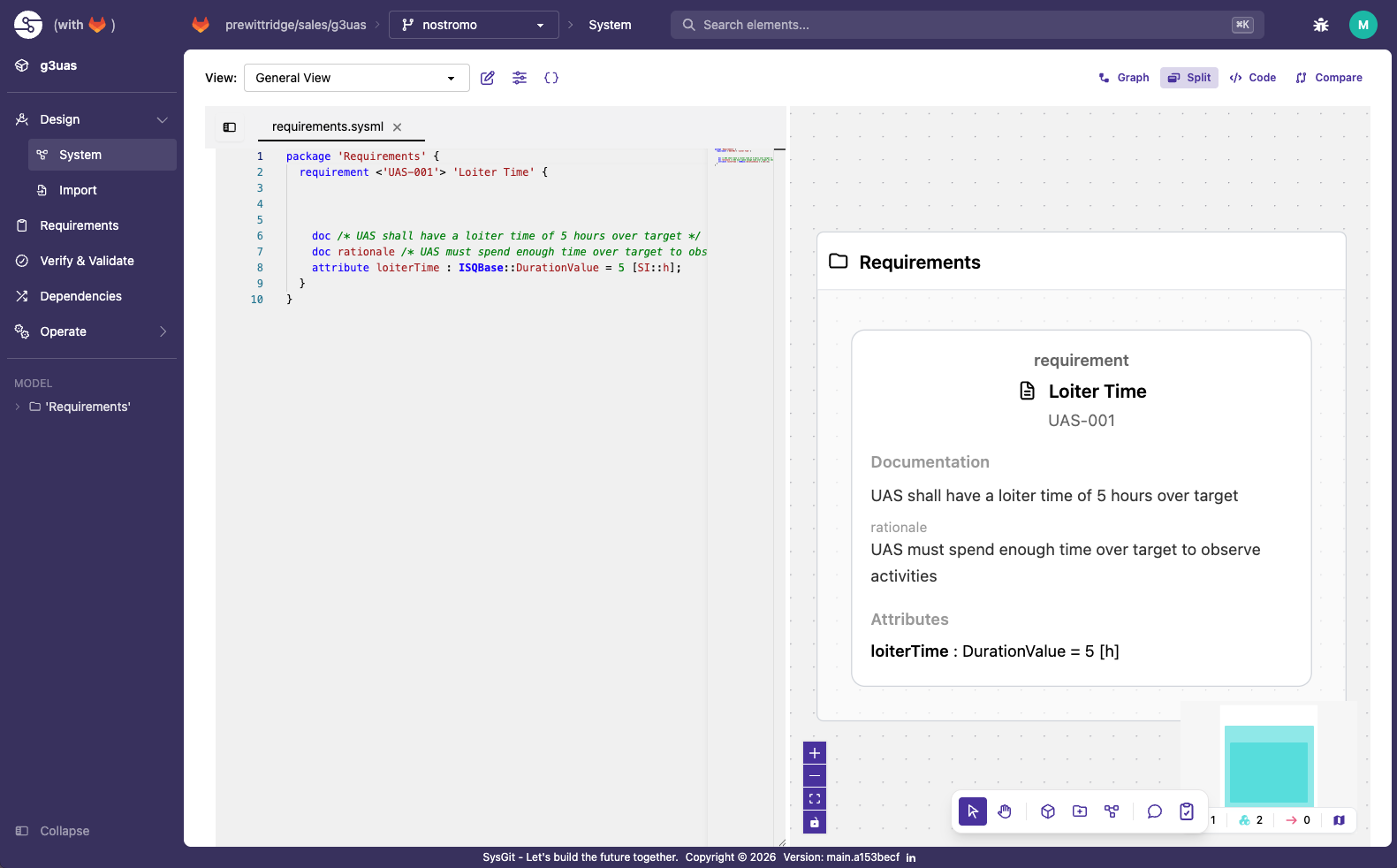 Code and graph split view